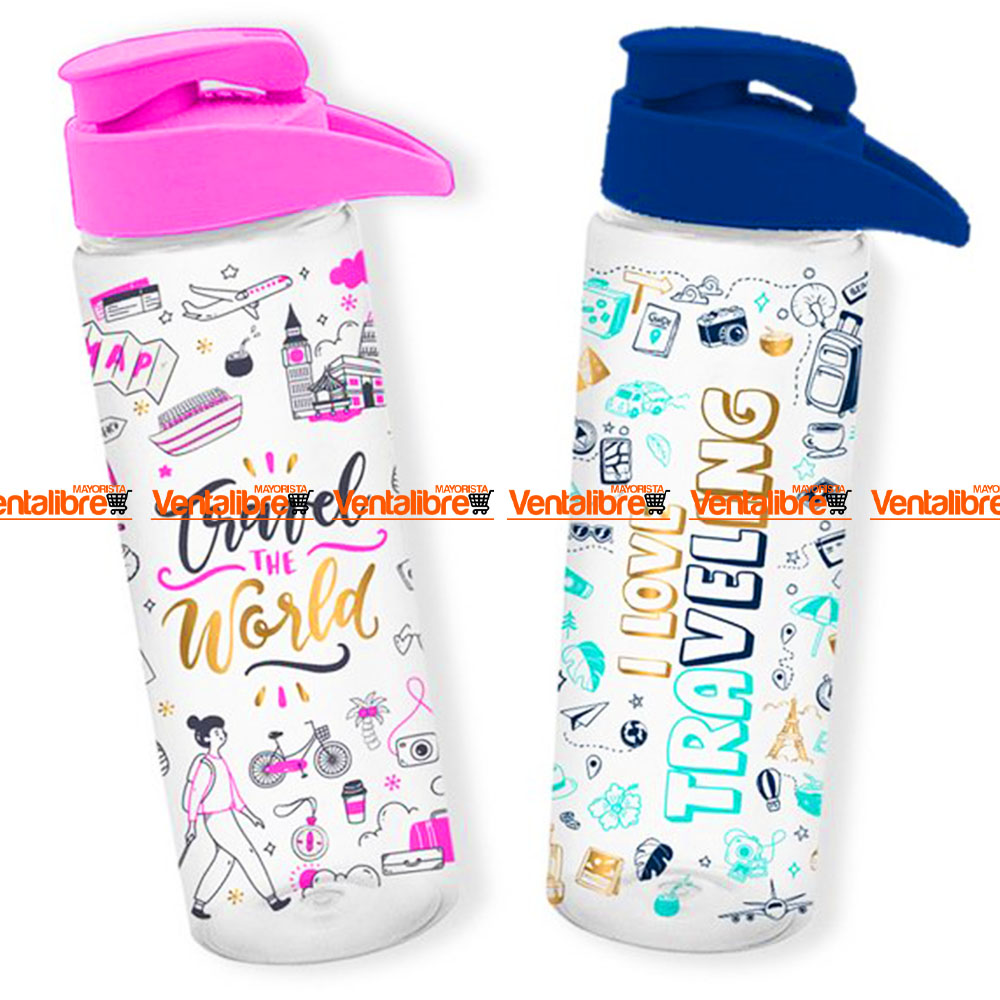 BOTELLA DEPORTIVA REFORZADA CON AGARRE X 750 ML. ESTAMPADA