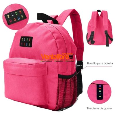 MOCHILAS FUCSIA DOS CIERRES 30X22X10CM