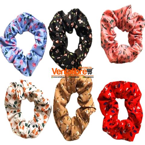 COLETAS SCRUNCHIES DE TELA ESTAMPADA EXCELENTE AJUSTE