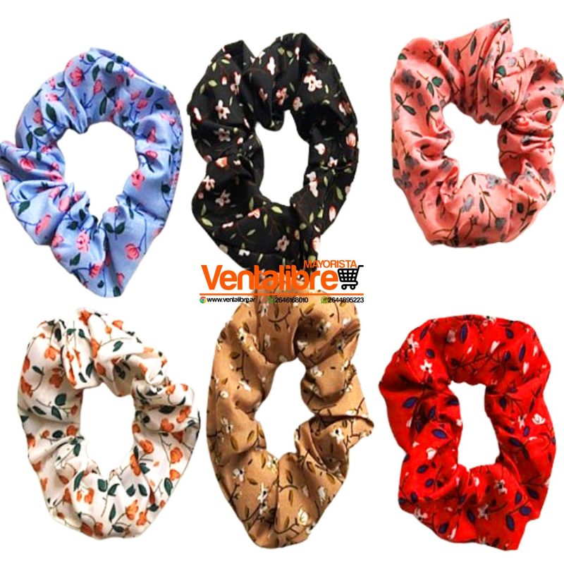 COLETAS SCRUNCHIES DE TELA ESTAMPADA EXCELENTE AJUSTE
