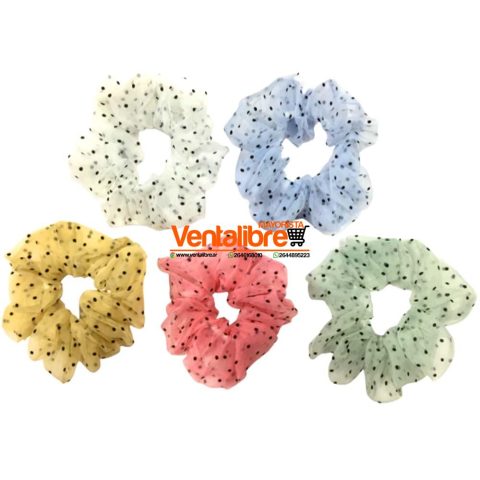 COLETAS SCRUNCHIES DE GASA LUNARES VARIOS COLORES