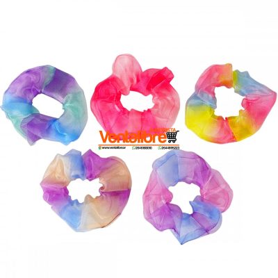 COLETA SCRUNCHIE DE GASA ESTAMPADA MULTICOLOR EXCELENTE AJUSTE