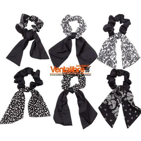 COLETAS SCRUNCHIES DE TERCIOPELO CON LAZO VARIOS COLORES