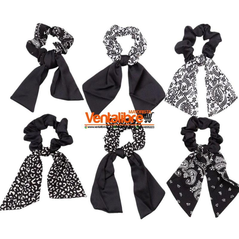 COLETAS SCRUNCHIES DE TERCIOPELO CON LAZO VARIOS COLORES