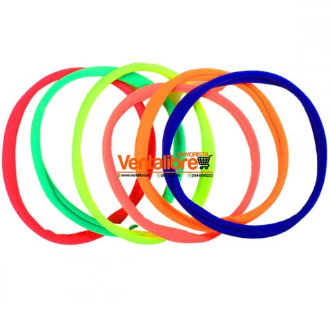 VINCHA ELÁSTICA DEPORTIVA COLORES FLUO EXCELENTE ELASTICIDAD X 6 UNI.