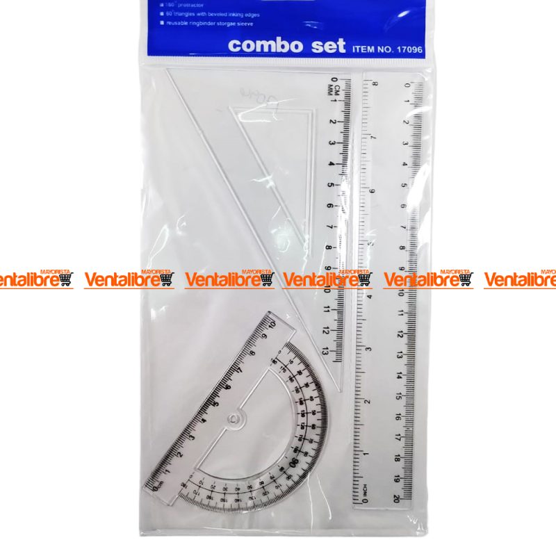 SET DE GEOMETRÍA CRISTAL DE 20 CM. BLÍSTER X 3 PIEZAS