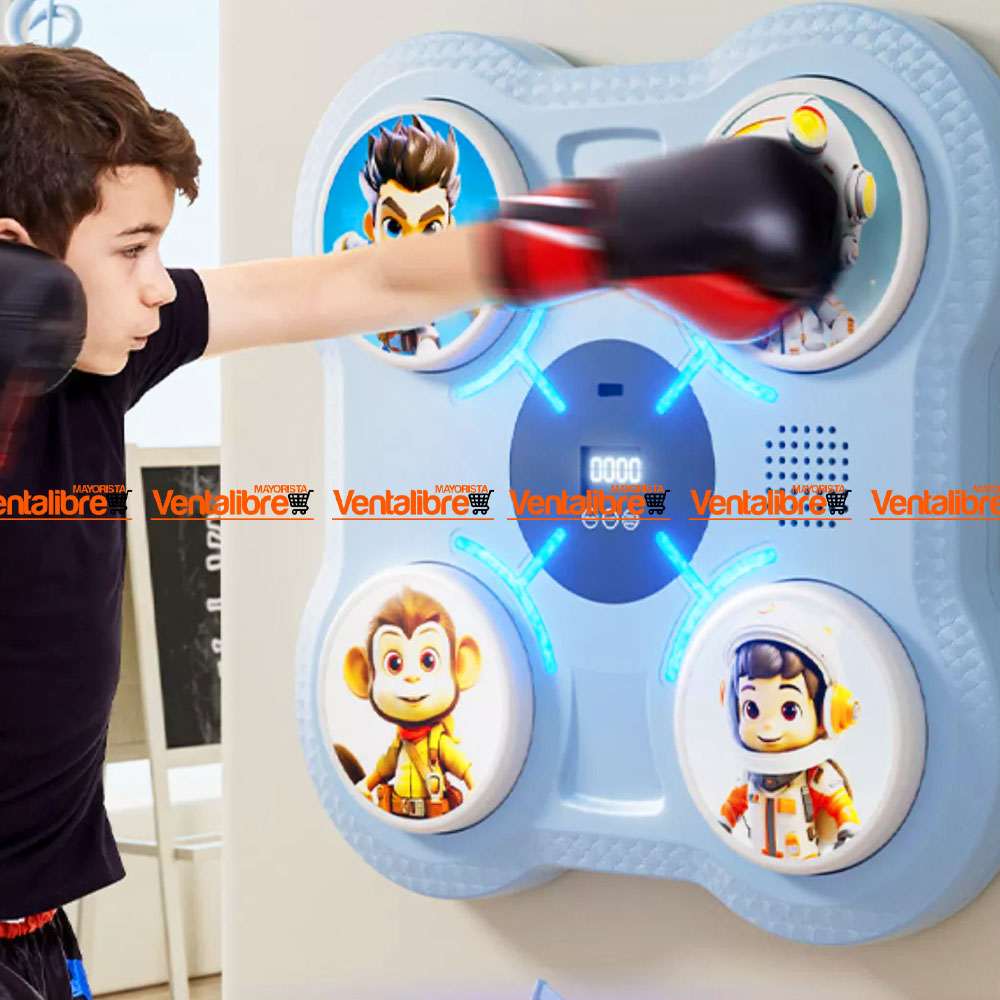 MAQUINA DE BOXEO INFANTIL RECARGABLE CON SONIDO Y LUZ