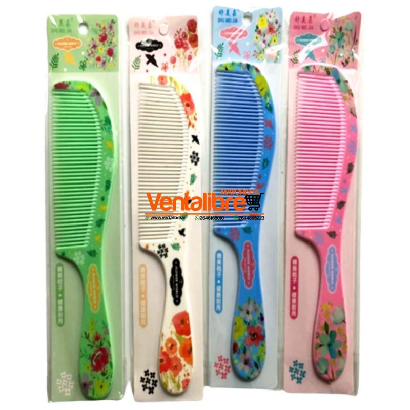 PEINE DIENTES ESTAMPADO VARIOS COLORES 20 CM.