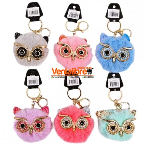 LLAVERO PELUCHE DISEÑO BÚHO EXCELENTE CALIDAD VARIOS COLORES