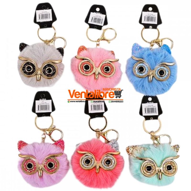 LLAVERO PELUCHE DISEÑO BÚHO EXCELENTE CALIDAD VARIOS COLORES