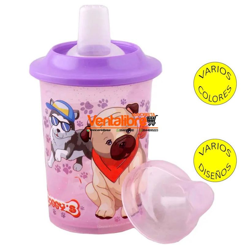 VASOS INFANTILES CON TETINA Y CAPUCHÓN ESTAMPADO PERSONAJES