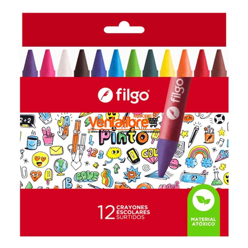 CRAYONES ESCOLARES COLORES INTENSOS X 12 FILGO