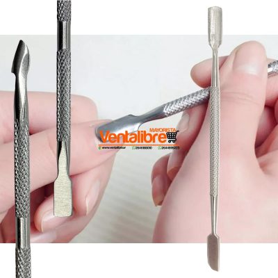 REPUJADOR DOBLE ESCALPELO DE ACERO PARA MANICURA PROFESIONAL