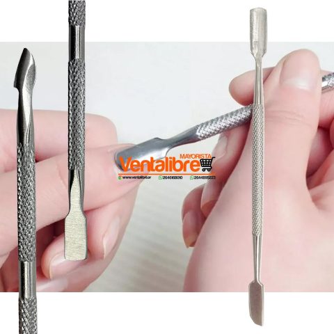 REPUJADOR DOBLE ESCALPELO DE ACERO PARA MANICURA PROFESIONAL