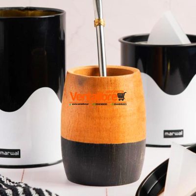 MATE PREMIUM DE MADERA PINTADA CON EMPAQUE VARIOS COLORES