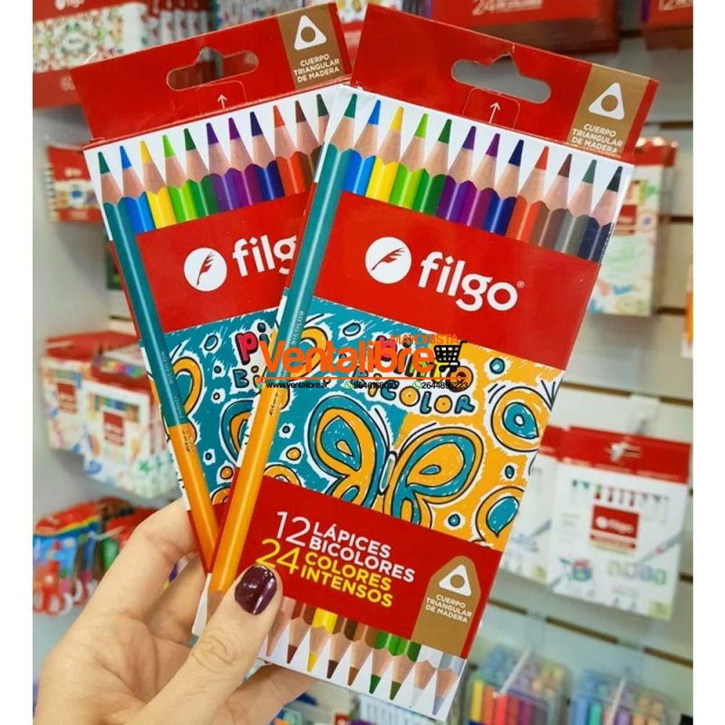 LÁPICES BICOLOR LARGOS X 12/24 DOBLE PUNTA FILGO