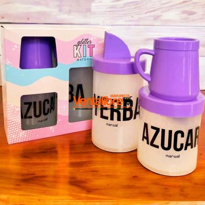 SET YERBERA Y AZUCARERA LITOGRAFIADA CON MATE EN CAJA DE REGALO