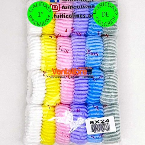COLITAS GRANDES CON RULOS EN BOLSA X 24 UNI. VARIOS COLORES