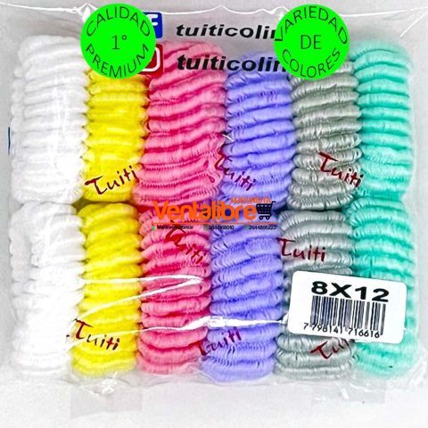 COLITAS GRANDES CON RULOS EN BOLSA X 12 UNI. VARIOS COLORES