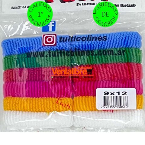 COLITAS MEDIANAS CON RULOS EN BOLSA X 12 UNI. VARIOS COLORES