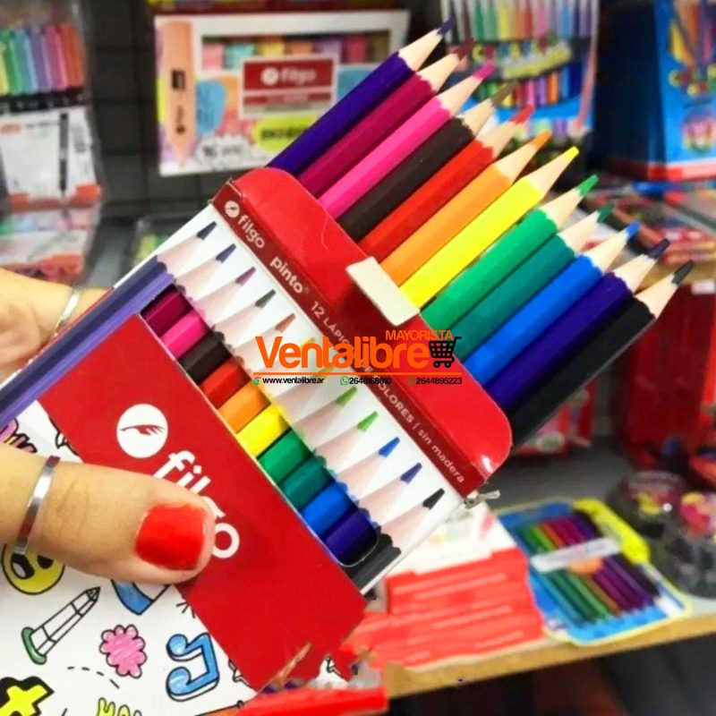 LÁPICES DE COLORES LARGOS X 12 COLORES SURTIDOS FILGO