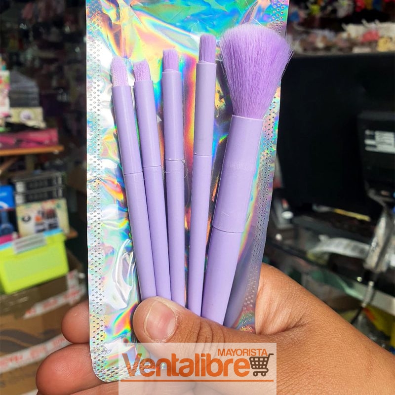 SET DE 5 MINI BROCHAS PARA MAQUILLAJE VARIOS COLORES - Imagen 3