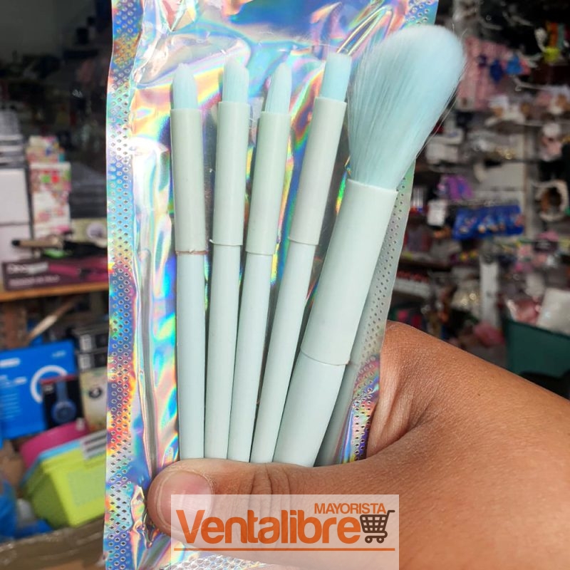 SET DE 5 MINI BROCHAS PARA MAQUILLAJE VARIOS COLORES - Imagen 4