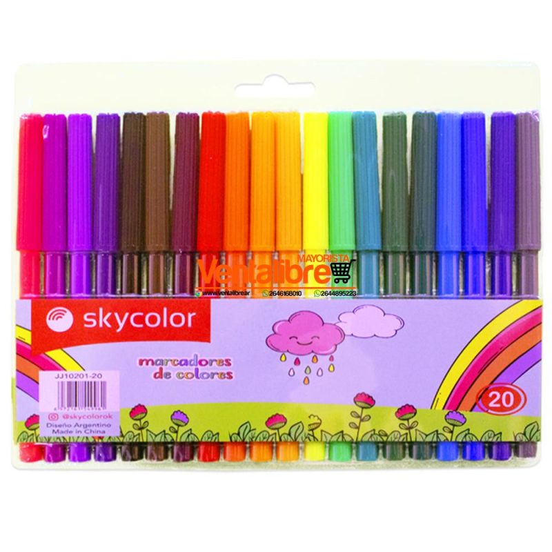 MARCADORES ESCOLARES COLORES SURTIDOS BLISTER X 20 UNI.
