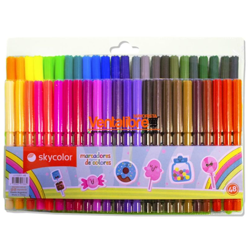 MARCADORES ESCOLARES COLORES SURTIDOS BLISTER X 48 UNI.