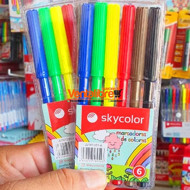 MARCADORES ESCOLARES COLORES SURTIDOS BLISTER X 6 UNI.