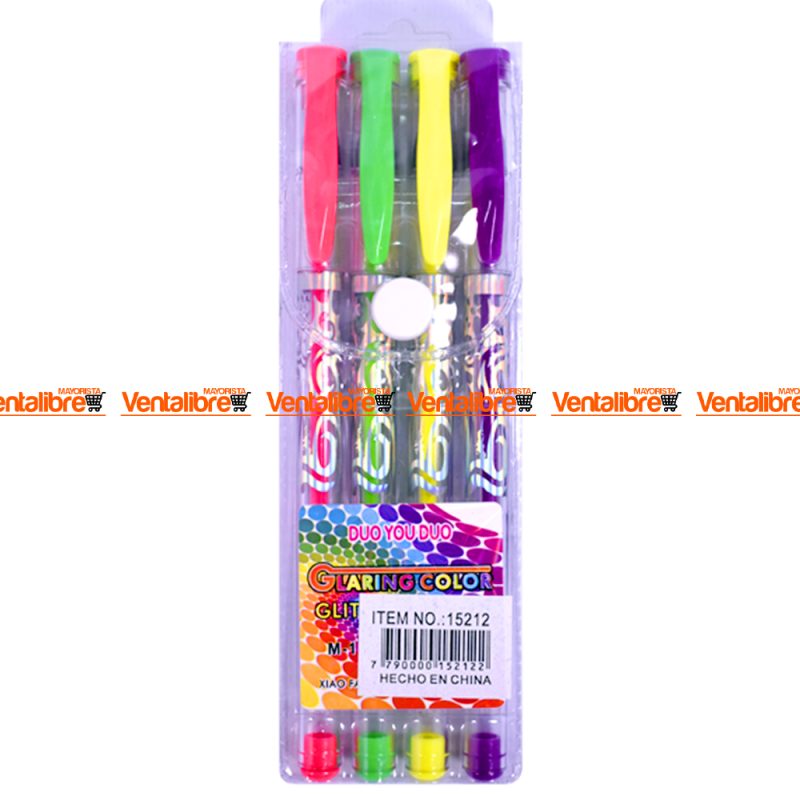 BOLÍGRAFO GEL FLÚOR BLÍSTER X 4 COLORES