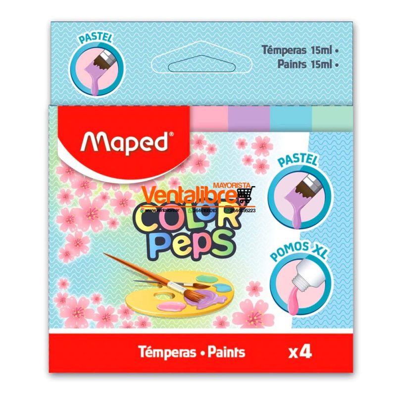 TEMPERAS ESCOLARES MAPED X 4 COLORES SURTIDOS