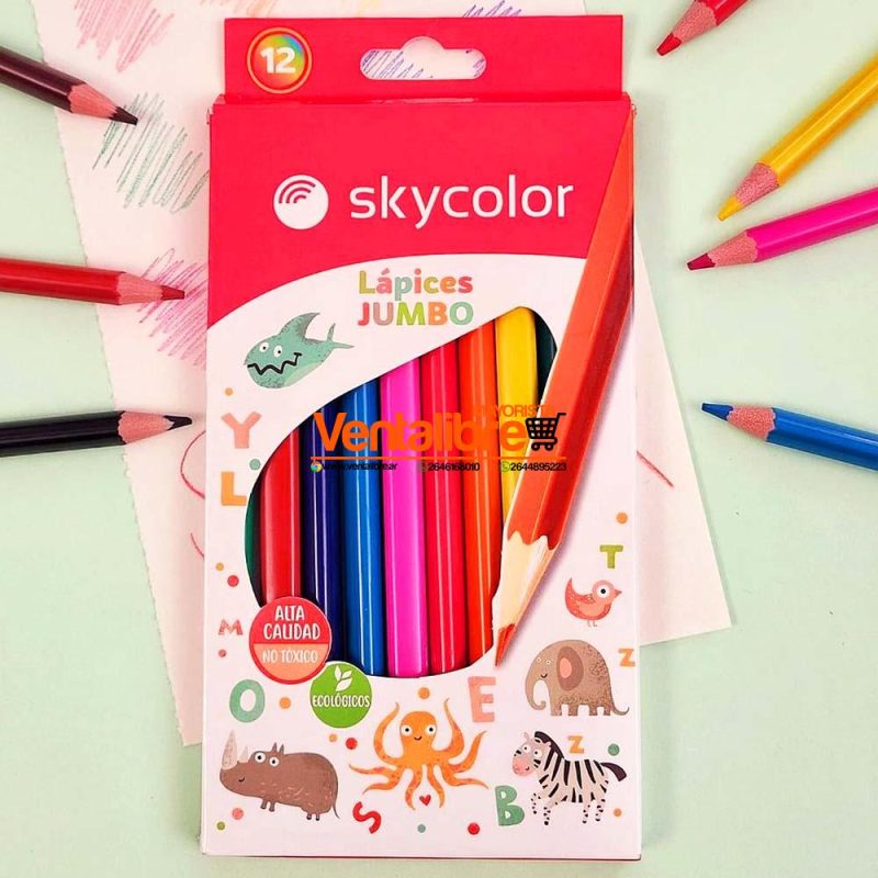 LÁPICES DE COLORES JUMBO LARGOS ALTA CALIDAD X 12 UNI.