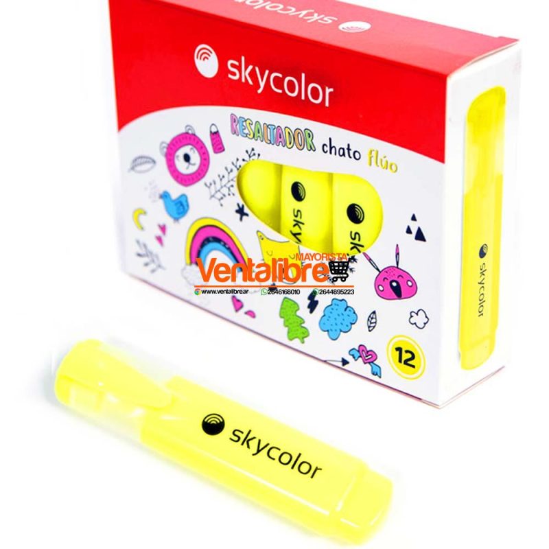 RESALTADOR CHATO COLOR AMARILLO FLÚOR TINTA PREMIUM