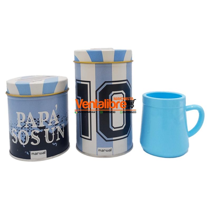 SET YERBERA+AZUCARERA+MATE+EMPAQUE LATAS LITOGRAFIADAS PREMIUM PARA PAPÁ - Imagen 4