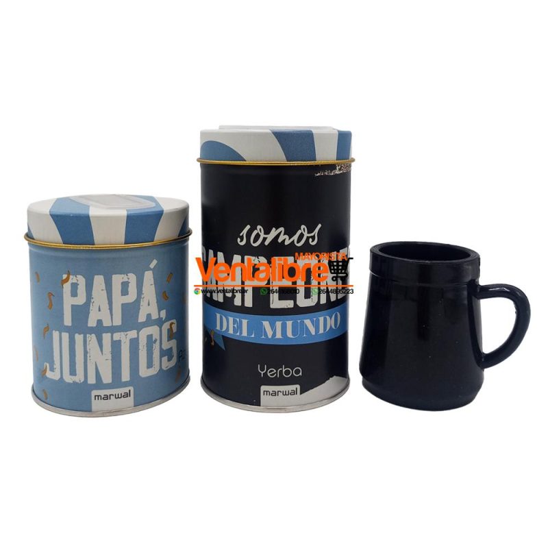SET YERBERA+AZUCARERA+MATE+EMPAQUE LATAS LITOGRAFIADAS PREMIUM PARA PAPÁ - Imagen 3