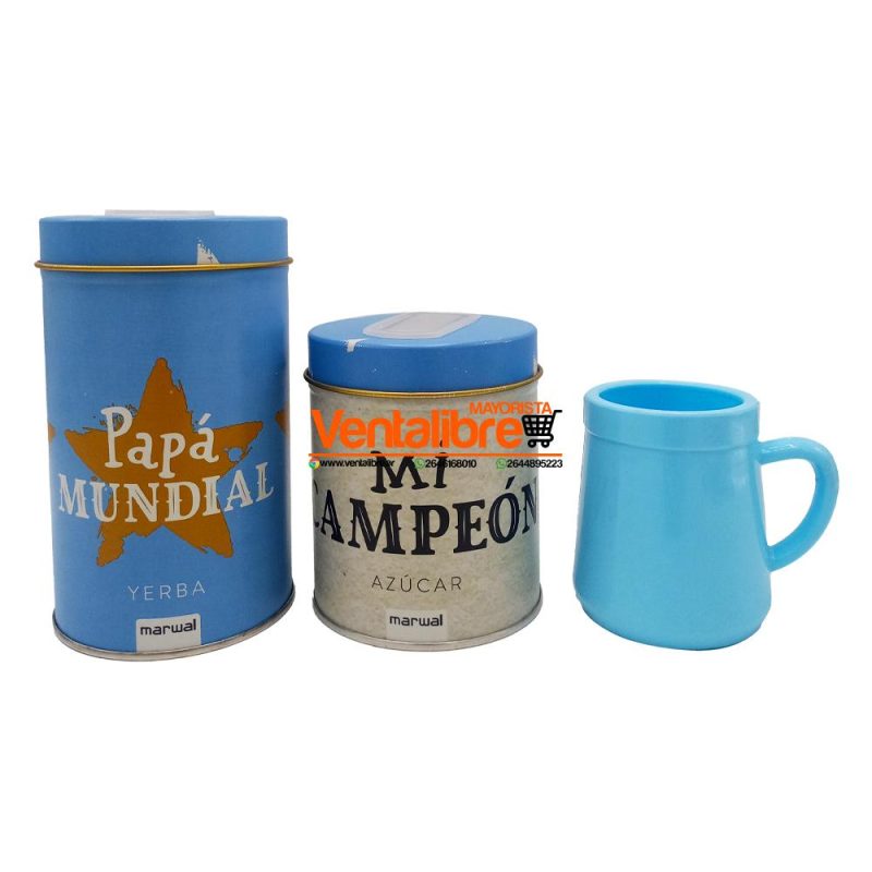 SET YERBERA+AZUCARERA+MATE+EMPAQUE LATAS LITOGRAFIADAS PREMIUM PARA PAPÁ - Imagen 2