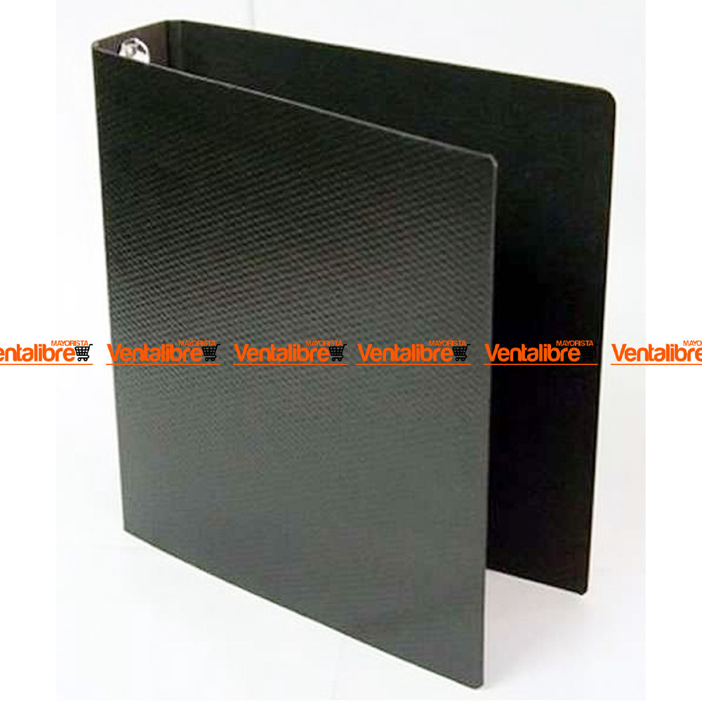 CARPETA ESCOLAR OFICIO X 2 AROS FIBRA NEGRA ANILLADAS