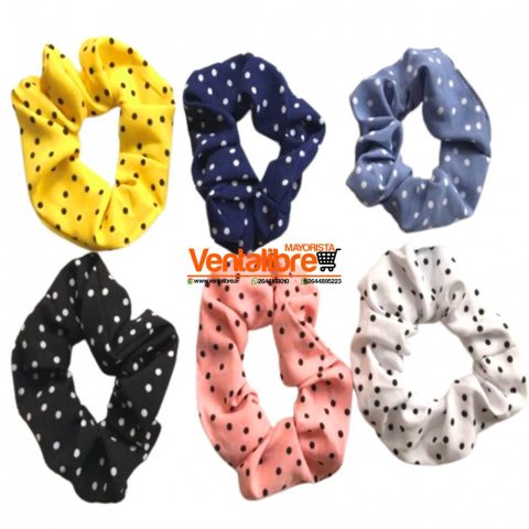COLETAS SCRUNCHIES ESTAMPADAS A LUNARES EXCELENTE AJUSTE
