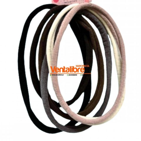 VINCHA ELÁSTICA DEPORTIVA COLORES TIERRA EXCELENTE ELASTICIDAD X 6 UNI.