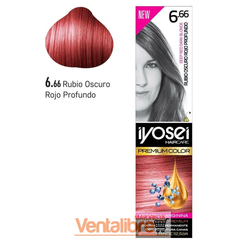 TINTURA IYOSEI PREMIUM TONO 6.66 RUBIO OSCURO ROJO PROFUNDO 45 GRS.