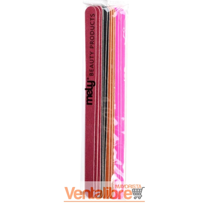 LIMAS LARGAS RECTAS PARA UÑAS GRAMAJE FINO COLOR SURTIDO X 12 PCS.