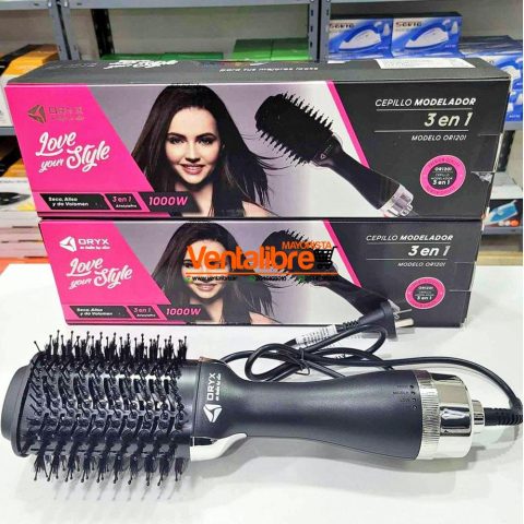 CEPILLO MODELADOR 3 EN 1 SECA ALISA Y DA VOLUMEN 1000 W.