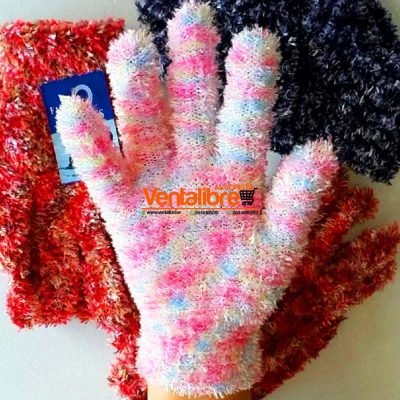 GUANTES DAMA CHENILLE TRICOLOR SUPER ABRIGADOS VARIOS COLORES