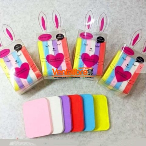 SET DE ESPONJAS PARA BASES DE MAQUILLAJES VARIOS COLORES X 6 UNI.