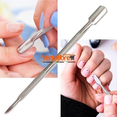 REPUJADOR ESCALPELO DE ACERO CON CURETA DE BLOCK PARA MANICURA PROFESIONAL