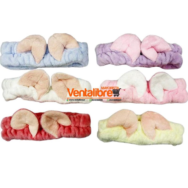 VINCHAS ELASTICAS PARA MAQUILLAJES DISEÑO OREJAS VARIOS COLORES - Imagen 2