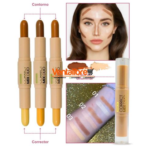CORRECTOR MIX DUO EN BARRA + CONTORNO 6 TONOS INCREIBLES
