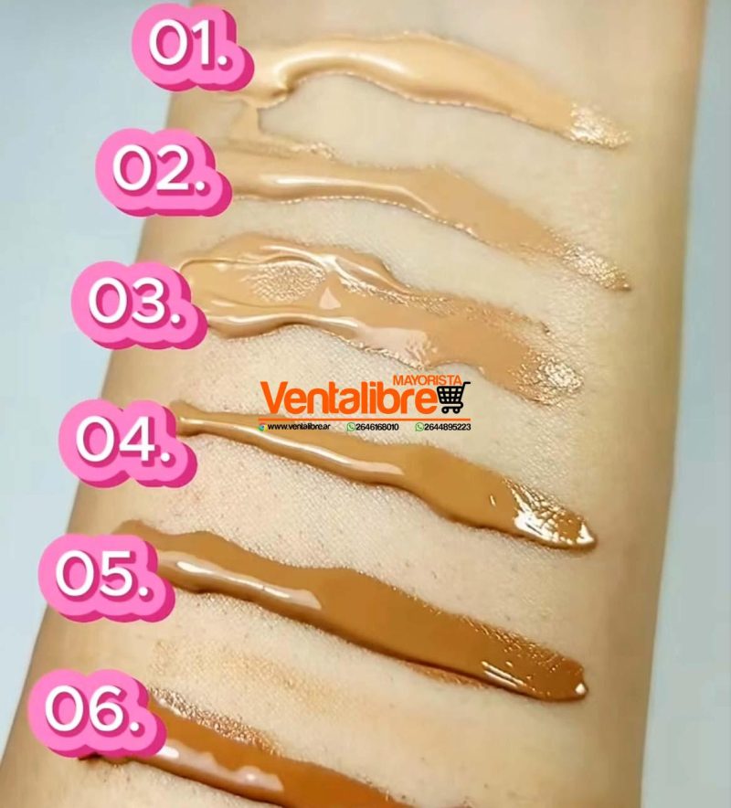 BASE DE MAQUILLAJE CON ACABADO MATTE 6 TONOS EXCELENTE CALIDAD - Imagen 2