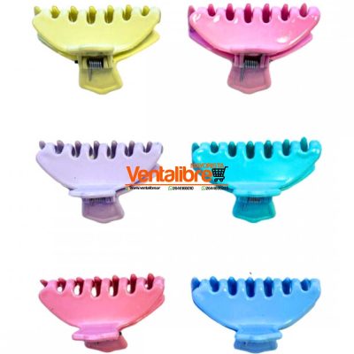 BROCHES 7 DIENTES 5 CM. COLORES PASTEL EXCELENTE CALIDAD